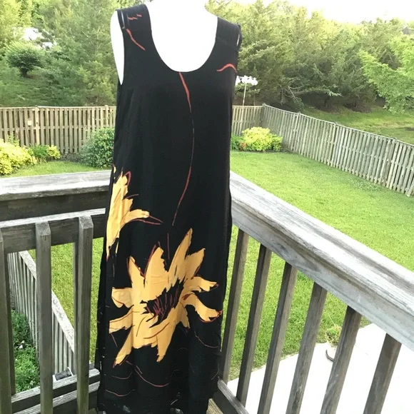 Dress big sunflower 80’s rayon - Picture 1 of 8